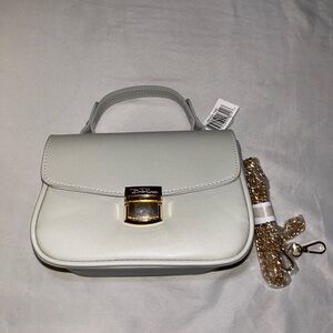 Chic Grey Mini Bag with Gold Crossbody Chain